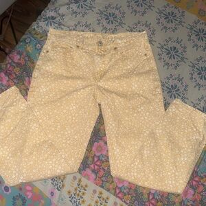 American Eagle Outfitters Yellow Floral Skinny Jeans